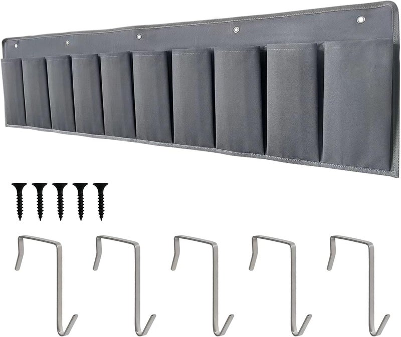 RVZONE RV Shoe Pockets 10 Pockets Heavy Hanging Bedside Storage Organizer with Sturdy Hooks Storage Pockets Hangs on bed for Shoes Toys and Tool Accessories - Image 1